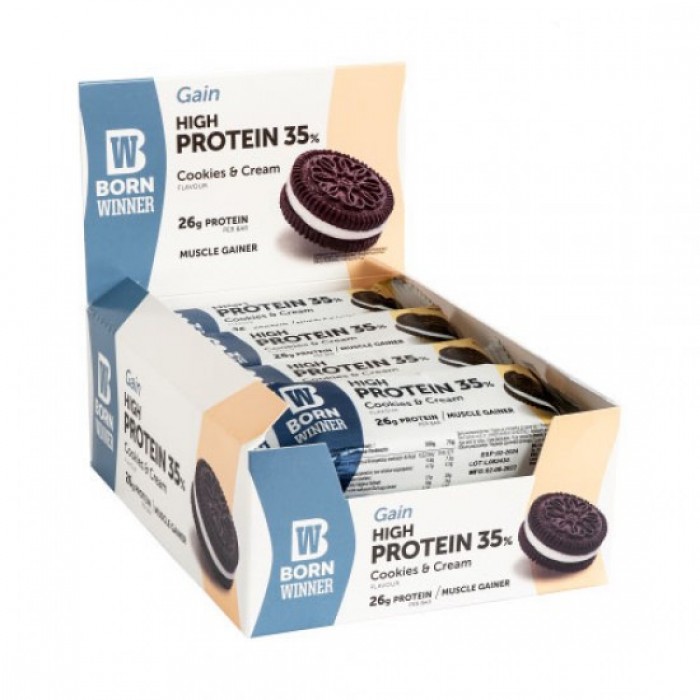 BORN WINNER Gain High Protein Bar 35 % Cookies % Cream 12x75 гр